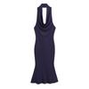 2025 Nuevo Verano Estilo Coreano Lujurioso Puro Sexy Ajustado Elegante Cuello Oscilante Espalda Descubierta Halter Cuello Falda Larga Vestido sin Mangas