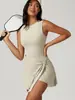 Nuevo Vestido Deportivo de Dos Piezas Transfronterizo Elegante Anti-Exposición Ajustado, Vestido de Yoga Casual Adelgazante para Fitness sin Espalda