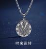 Relógio de Pulso com Disco Giratório de Tempo e Ponteiro Triangular Chaoren Personalidade Pingente Pendurado Colar de Aço Titânio Hip-Hop Masculino Acessórios Chaorman