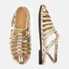 Sandalias de playa planas huecas con tira tejida, nuevo modelo de verano, suela suave, cómodas, sandalias romanas de una tira con hebilla, elegantes E2038-4