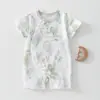 Mameluco de Algodón Puro de Manga Corta para Bebé, Sin Costuras para Recién Nacido, Mameluco Delgado de Manga Corta Clase A, Ropa de Dormir para Principios y Finales de Otoño