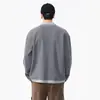 Camiseta Polo Waffle Mesclada Falsa de Duas Peças Manga Longa para Homens, Outono 2025 Estilo Old Money Solta Casual Moletom com Gola Lapela