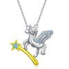 Collar con Colgante de Diamante Colorido de Unicornio de la Suerte de Estación Independiente Transfronteriza, Dibujos Animados, Lindo Pony, Meteorito, Cadena Clavicular