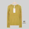 Lulu Mesmo Estilo 1.0 Camiseta Esportiva de Manga Longa para Yoga Secagem Rápida Gola Redonda Yoga Corrida Fitness Slim Fit Top para Mulheres