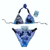 Traje de baño bikini triangular con cordones y estampado degradado, moda de playa transfronteriza, colección de bikinis estilo punk Y2k