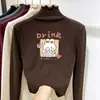 Camiseta Espessa de Manga Longa para Meninas com Bordas Franzidas, Gola Meia-Alta Estilosa, Camiseta Base Escovada para Outono e Inverno