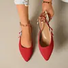 Sapatos femininos de salto baixo, bico fino, de uma tira, estilo Chanel, para todas as estações, modelo novo 2026, tamanhos grandes, para comércio exterior