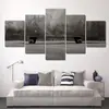 Pintura en Spray Gris Moderna y Sencilla de Cinco Eslabones Pintura Decorativa para Pared de Fondo de Sofá Pintura Colgante Pintura al Óleo