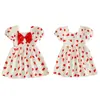 Vestido con Forma de Corazón para Bebés y Niños Pequeños, Vestido de Verano con Lazo, Mangas Abullonadas, Vestido Elegante, Vestido de Princesa para Bebé Niña de Manga Corta