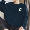 Camiseta de algodón americano pesado de 260 g para hombre, de manga larga, con base interior, estampada con letras, de algodón para otoño