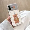 Capa para iPhone 18 Pro Max Tema Urso de Aniversário, Capa Anti-Queda de Pele de Cordeiro para Apple 16, Modelos Unissex 15