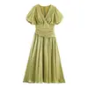 Bzl Comércio Exterior Roupas Femininas Verão 2026 Novo Estilo Europeu e Americano Moda Simples Emagrecedor Elegante Design de Decote V Vestido Flare