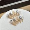 Mão-worn Unha Chá De Leite Amarelo Manicure Patch Arco Diamante Removível Longo Pontiagudo Oval Fototerapia Unha Produto Acabado
