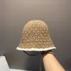 Sombrero de Pescador Tejido Bloque de Color Estilo Coreano para Mujer 2025 Nuevo Dulce Lazo Calado Transpirable Protección Solar Sombrilla Sombrero Cubeta