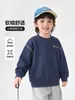 Moletom Redondo Estilo Montanha para Meninos Europeus Primavera e Outono Estilo 2026 Novo Estilo Roupas Infantis Médias e Grandes Roupas de Outono para Bebês Top