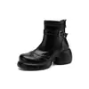 Botines elegantes de estilo corto para personas menudas, que realzan la altura y estilizan, con suela gruesa y tacón de bloque grueso de 6.5 cm, diseño simple, botines tobilleros de estilo británico