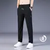 Pantalones Largos Finos para Hombre, Corte Holgado, de Seda de Hielo para Verano con Cordón, Pantalones de Vestir para el Trabajo, Transpirables, Juveniles, Casuales, Deportivos