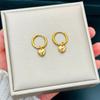 Pendientes circulares con cierre a presión, de estilo romántico, con diseño de viento frío, para mujer, de acero de titanio, con forma de corazón, resistentes a la decoloración.