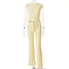 Verano 2026 Nuevo Estilo High Street Americano Atrevido Conjunto de Dos Piezas de Encaje Moda Casual Camiseta Transparente Pantalones Largos de Cintura Alta
