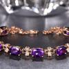 Pulsera de Amatista de Lujo de Venta Caliente Europea y Americana Transfronteriza Chapada en Color Oro 18K Pulsera Tesoro Trébol de Cuatro Hojas Joyería de Piedras de Colores