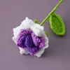 Flores eternas de crochê de lã feitas à mão, cor gradiente, rosa pontiagudo, buquê artificial, compra de floricultura