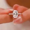 Anillo de Moissanita con Micro-Setting Ovalado en Forma de Huevo al por Mayor Anillo de Diamante Estilo Europeo y Americano sobre Anillo de Prueba de Diamante Admite Envío Directo