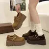 Zapatos de algodón casuales retro de nueva temporada para mujer, con forro de pelo cálido, que aumentan la altura, engrosados, estilo 2026, suela gruesa, invierno