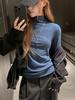Camiseta Básica Derong para Mujer en Otoño e Invierno, Cuello Alto Medio, Ropa Interior Cálida, Aspecto Adelgazante en el Hombro Derecho, Top de Color Puro de Manga Larga de Alta Gama para Llevar como Prenda Exterior