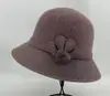 Chapéu de Lã Tricotado Outono e Inverno Chapéu Balde Feminino Decoração de Flores Chapéu de Pescador Quente Chapéu Elegante Versátil Retro Afina o Rosto