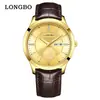 Reloj de cuarzo marca longbo dropshipping simple casual reloj de pareja correa de cuero impermeable reloj de pareja par