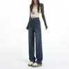 Jeans Elásticos Ajustados de Cintura Alta para Mujer, Color Naranja Joven#Petite, Adelgazantes, Modernos, Casuales, Versátiles, Pierna Recta, Tendencia