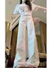Jeans Blancos Bordados Florales para Mujeres Altas 2026 Primavera Estilo Coreano Rectos Sueltos Casuales Versátiles de Pierna Ancha