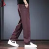 Calças casuais de alta qualidade italianas para homens, calças retas largas com corte curvo, calças de moletom outono e inverno, calças esportivas da moda com três listras