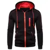 Sudadera con capucha gris para hombre, estilo europeo y americano, casual, para primavera/otoño, con cremallera, sin cuello ni forro, con bolsillos con cremallera, en stock
