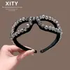 Diadema Coreana y Japonesa de Nuevo Estilo con Cabeza de Cristales Pesados, Pasador de Pelo de Corona Alta, Diadema Versátil de Moda, Accesorio para el Cabello de Alta Gama