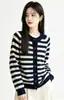 Cárdigan de punto a rayas estilo vintage para mujer, nuevo abrigo suéter holgado de cuello redondo para primavera y otoño, top casual coreano