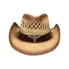 Chapéu de Praia de Palha Estilo Cowboy Ocidental para Homens e Mulheres, Chapéu de Sol de Aba Larga para Proteção Solar de Adultos, Transfronteiriço Amazon