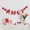 Set de Decoración para Habitación de Boda Banderines Doble Felicidad Rojos Decoraciones de Boda Dormitorio de la Novia Habitación del Novio Banderines de Boda Decoración Casa Nueva Escena
