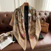 Nuevo Pañuelo de Seda para Primavera y Verano, Estilo Delgado, Bufanda Cuadrada Grande de 130 cm, Pañuelo Decorativo Estampado de Alta Gama, Chal Versátil