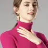 Suéter de invierno para mujer con cuello alto, corte ajustado, engrosado, nuevo y elegante estilo corto 2026, jersey de punto de manga larga, camiseta base