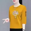 Ropa para madre de mediana edad y ancianas, comercio exterior transfronterizo, manga tres cuartos, camiseta de manga media, corte holgado, talla grande, efecto adelgazante, top