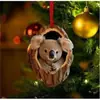 Adornos de Árbol de Acrílico Nuevos Transfronterizos para Animales Colgantes de Árbol de Navidad Impresión Plana de Mapache Decoraciones Colgantes