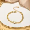 Pulsera de nicho transfronteriza de Europa y Estados Unidos con forma de corazón de trigo, venta al por mayor de joyería con forma de corazón, pulsera de acero de titanio chapada en oro de 18 quilates