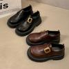 Zapatos Retro de Estilo Británico Negro de Suela Gruesa de Cuero Pequeño para Mujer 2025 Nuevos Otoño e Invierno Versátiles Zapatos Franceses Mary Jane
