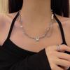 Colar de pérola barroca com zircônia preta corrente de clavícula feminina corrente de suéter acessórios de colar de luxo leve de nicho