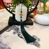 Venta Directa de Fábrica Colgante de Borla de Trébol de Cuatro Hojas Cloisonné Estilo Chino Hanfu Botón a Presión Línea Fina Borla Vertical Accesorio