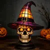 Bestseller transfronteiriço: Lâmpadas de Chapéu de Bruxa, Estatueta gótica de resina, Gato preto de Halloween com chapéu de bruxa luz noturna