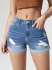 Modelo Novo de Verão 2026 Exclusivamente para Vendas Transfronteiriças para Europa e América, Shorts Jeans com Design Desgastado para Amazon, Alta Elasticidade, Bainha Enrolada em Estoque