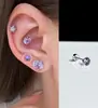 Colección de Pendientes de Hueso del Oído Morado de Ensueño Pendientes de Zirconia Pendientes Planos Espirales de Titanio Médico para el Hélice Pendientes de Hueso del Oído Morados