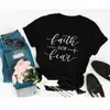 Camiseta Comércio Exterior fé sobre medo masculina e feminina letras Europeu e Americano Street mangas curtas